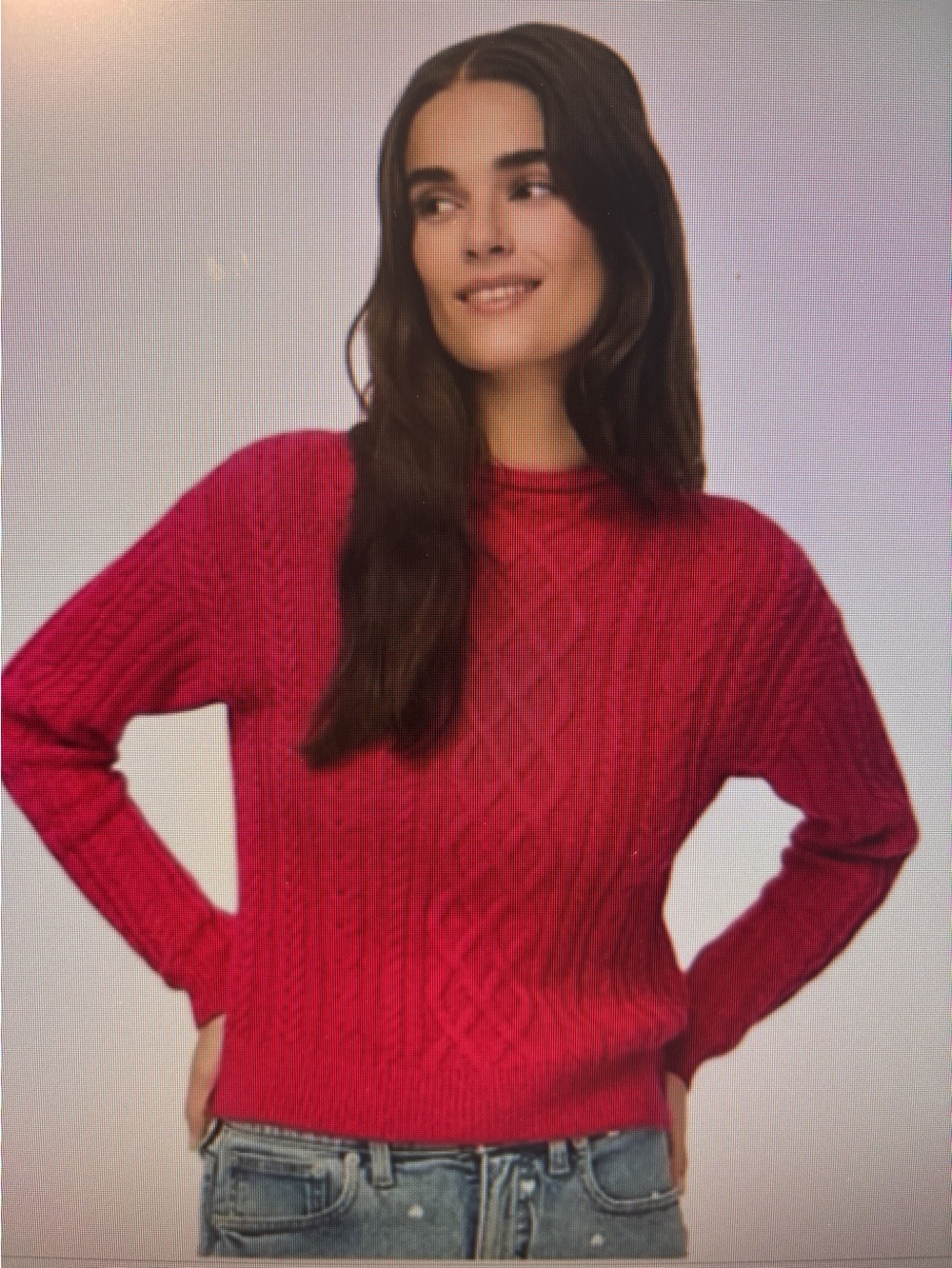 J. Crew Rolled Mock Neck Cable Knit Sweater in raspberry pink